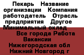 Пекарь › Название организации ­ Компания-работодатель › Отрасль предприятия ­ Другое › Минимальный оклад ­ 12 300 - Все города Работа » Вакансии   . Нижегородская обл.,Нижний Новгород г.